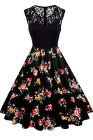 4 x RAW Customer Returns AXOE Women s Rockabilly Dress 50s Fashion Pin Up Evening Dress for Summer with Floral Pattern Color 2B, Size 42, XXL - RRP €139.96