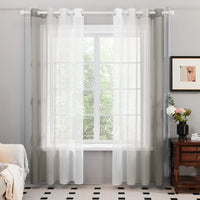 1 x RAW Customer Returns Deconovo Transparent Curtain Voile Curtain Panel Voile with Eyelets, 245 x 140 cm Height x Width , Light Grey, Set of 2 - RRP €23.99