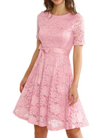 1 x Brand New DRESSTELLS Women s Vintage Retro Cocktail Dress 50s Dresses Festive Lace Dress Evening Dresses Ball Gown Short Sleeve A-Line Cocktail Dress Pink 3XL - RRP €44.99