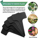 1 x RAW Customer Returns Whaline 100pcs T-shape plastic plant markers black plant labels for labeling weatherproof waterproof reusable plant labels and 1 white marker pen for flowers seeds vegetables - RRP €10.49