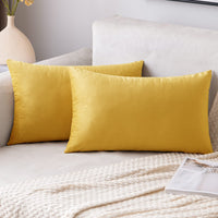 1 x Brand New EMEMA Velvet Cushion Cover Autumn Cushion Cover Decorative Throw Pillows Sofa Cushion Lumbar Cushion Throw Pillow Cover with Hidden Zipper Bedroom Sofa Set of 2 30 x 50 cm Lemon Yellow - RRP €11.1