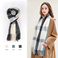 1 x Brand New Unaone Womens Winter Scarf Soft Warm Scarves Fashion Tassel Plaid Shawl Wraps for Women - RRP €27.6