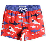 1 x Brand New MaaMgic swim shorts boys summer swim shorts quick-drying board shorts with mesh lining pockets and adjustable drawstring holiday shorts shark red, 3 years - RRP €19.99