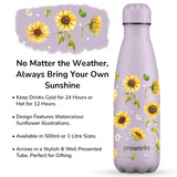 1 x RAW Customer Returns Proworks Stainless Steel Water Bottle, Vacuum Insulated Metal Thermal Bottle Hot Drinks for 12 Hours Cold Drinks 24 Hours, Bottle for Sports and Gym 1 Liter Pastel Lavender Sunflower Flowers - RRP €32.0