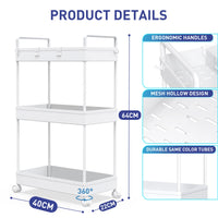 1 x RAW Customer Returns Ronlap Narrow Storage Cart with Wheels 3 Tiers , Organization Cart, Mesh Basket with Ergonomic Handles, White, 22 x 40 x 66 cm - RRP €28.99