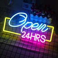 1 x RAW Customer Returns Horseneon Open 24HRS Neon Sign, Led Neon Open Sign Open 24 Hours Neon Sign for Wall, Colorful Neon Light for Hotel Club Cafe Bar Office Shopping Center Game Room Restaurant Shop Sign Decor - RRP €39.31