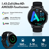 1 x RAW Customer Returns AVUMDA Smartwatch Men Women with Phone Function 1.43 AMOLED HD Touchscreen, Fitness Watch IP68 Waterproof with Pedometer 100 Sports Modes Heart Rate Monitor SpO2 Sleep Monitor for iOS and Android - RRP €33.76