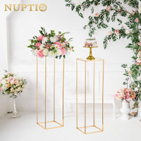 3 x RAW Customer Returns NUPTIO Gold Vase for Wedding Centerpieces - 2 Pieces 100cm Height Gold Centerpieces for Tables Geometric Flower Centerpieces Metal Column Vases Support for Weddings Birthday Party Decoration - RRP €200.94