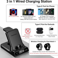 1 x RAW Customer Returns SwanScout 701G 3 in 1 Charging Station for Google Pixel Watch, 25W Foldable Fast Charger for Google Pixel 9 Pro 9 Pro XL 9 8a 8 8 Pro 7A Fold 7 7 Pro 6 6 Pro 5 4 3 XL, Pixel Buds Pro 2 Buds - RRP €45.99