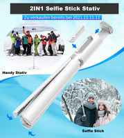 1 x RAW Customer Returns TONEOF 152CM Selfie Stick Tripod, Extendable All-in-1 Mobile Phone Tripod Made of Aluminum with Wireless Remote Control and 9 Telescopic Rod, Rotatable Mobile Phone Holder for iPhone, Android Smartphones-White - RRP €30.65