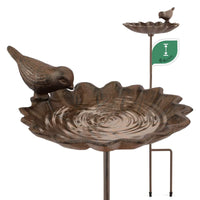 1 x RAW Customer Returns WILDLIFE FRIEND I Standing bird bath, garden bird bath on a stick - height 64cm I Frost-proof bird bath made of cast iron - Leaf-shaped water bowl - RRP €19.99