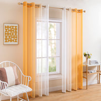 1 x RAW Customer Returns MIULEE Horizontal Gradient Curtain Polyester Translucent Modern Gradient Curtain with Silver Eyelets Voile for Windows Bedroom Kitchen Living Room 2 Pieces 140x245cm Orange - RRP €29.03