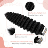 1 x Brand New Silk-co Tape in extensions real hair 40cm, deep wave hair extensions, 100 Remy natural black tape in hair extension real hair, real hair extension 20 pieces 40g pack 1B natural black 40cm - RRP €18.0