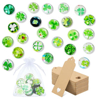 1 x RAW Customer Returns BBTO Set of 24 Four-Leaf Clover Glass Stones Sets 25 mm Diameter Colorful Lucky Clover Glass Stones Mixed Color Lucky Stones Lucky Charm with Organza Bag and Gift Tag - RRP €12.1