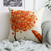 1 x Brand New MIULEE Pack of 4 Autumn Maple Leaf Style Linen Cushion Covers Decorative Square Throw Pillow Case Pillowcases for Couch Living Room Sofa Bed with Invisible Zipper 45 cm x 45 cm, 18 x 18 inches - RRP €19.72