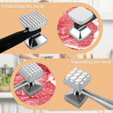 1 x Brand New FWEEK 2Pcs Stainless Steel Meat Tenderizer Double Sided Non-Stick Meat Mallet with Non-Slip Handle for Steak Chicken Pork Ribs - RRP €22.8