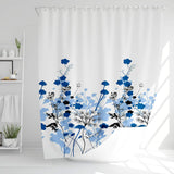 1 x RAW Customer Returns ANSIO Shower Curtain - 180 x 180 cm 71 x 71 inches - Floral Pattern - Blue, Bath Curtain, Anti-Mold Washable Shower Curtain with 12 Shower Curtain Rings 100 Polyester - RRP €10.97