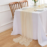 1 x RAW Customer Returns AOKSUNOVA Table Runner Muslin Beige 4m x 80cm Cheesecloth Table Runner Wedding Decorative Fabric - RRP €20.16