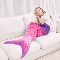 1 x RAW Customer Returns WERNNSAI Mermaid Tail Blanket - Soft Mermaid Blanket for Children Girls 140cm x 60cm Soft Flannel Mermaids Portable Blanket for Teenager Birthday Gift Purple Pink  - RRP €18.98