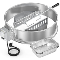 1 x RAW Customer Returns Onlyfire Upgrade Stainless Steel Grill Skewer Set for Weber 57cm Kettle Charcoal Grill, Incl. Charcoal Baskets and 10 Drip Trays, Grill Rotisserie with Motor - RRP €117.53