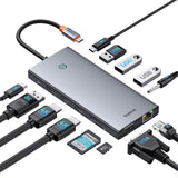 1 x RAW Customer Returns Baseus Docking Station USB C per 3 Monitor, 13-in-1 Hub USB C con 2 HDMI 4K 60Hz, DisplayPort 4K 120Hz, VGA, Port Dati de USB 3.1 10Gbps, PD 100W ed Ethernet, Compatibile con Dell HP Lenovo Surface - RRP €76.99