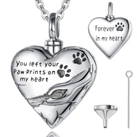 1 x RAW Customer Returns CELESTIA 925 Sterling Silver Paw Print Heart Urn Pendant Necklace for Ashes Cremation, Memorial Jewelry for Dog Cat Pets, Comforting Gifts - RRP €59.99