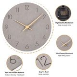 1 x RAW Customer Returns Warminn MDF Wooden Wall Clock Without Ticking Noise Silent Modern 30cm Quartz Large Battery Operated Wall Clock Easy to Read for Room Home Kitchen Bedroom Office School Gray  - RRP €26.06