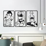 1 x RAW Customer Returns Metal Wall Art Decor, 3 Pieces Metal Modern Minimalist Woman Wall Decor Black Metal Wall Art Single Line Art Drawing Modern Wall Sculptures for Hanging Decor Accents Black2  - RRP €36.29