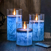 1 x RAW Customer Returns MOZC LED flameless candles with timer function, 3 pieces 10-15 cm, LED candles flickering flame with glass, battery-operated decorative candles for bathroom decoration, living room decoration, bedroom decoration Gold  - RRP €25.21