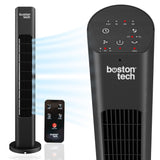 1 x RAW Customer Returns BOREAS Tower Fan Remote Control, Timer up to 7.5 h, Automatic Shut-Off, Touch Buttons, 81cm Height, 75 Oscillation, 3 Speeds, Night Mode, EnergySilence, WE121 Black  - RRP €56.51