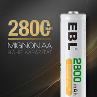 1 x RAW Customer Returns EBL AA battery 2800mAh rechargeable Mignon AA batteries type NiMH 12 pieces, 1.2V AA battery - RRP €20.66