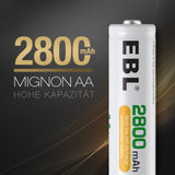 1 x RAW Customer Returns EBL AA battery 2800mAh rechargeable Mignon AA batteries type NiMH 12 pieces, 1.2V AA battery - RRP €19.15