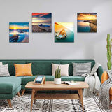 1 x RAW Customer Returns Artscope 4-piece canvas picture with sunset coastal landscape motif art print - modern wall picture for bathroom living room wall decoration - 30 x 30 cm - RRP €25.99