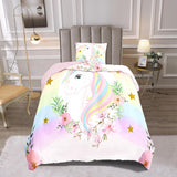 1 x RAW Customer Returns Unicorn children s bed linen set 135 x 200 cm for girls, 2 pieces, super soft, breathable print children s bed linen with zip, washable, durable children s duvet cover and pillowcase 80 x 80 cm, colorful - RRP €30.24