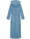 1 x RAW Customer Returns Morgenstern bathrobe women extra long hood terry velour luxury dressing gown jeans blue M - RRP €80.62