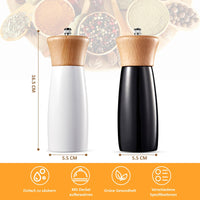 1 x RAW Customer Returns LKFDTW salt and pepper mill wood, set of 2 pepper mills with ceramic grinder, pepper grinder for coarse salt, manual pepper and salt mill with ceramic drill, for kitchen cooking black  - RRP €10.07