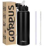 1 x RAW Customer Returns GOPPUS 1.2L 40oz Stainless Steel Water Bottle with Straw 1.2 Liter Hot Thermos Bottle Double Wall Steel Water Bottles Insulated Water Bottles Leak Proof Cold Water Bottle Adults Flip Top - RRP €22.49