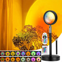 1 x RAW Customer Returns Sunset Lamp, Sunset Lamp with USB, Height Adjustable LED Night Light Rainbow Light 24 Colors Two Remote Controls 4 Dynamic Modes 180 Rotation Sunset Projection Lamp, Selfie Photography Party - RRP €17.99