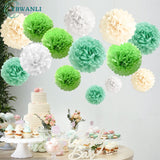 25 x Brand New YBwanli pompoms green 20s, decoration garden party, pompoms decoration, crepe paper green, wedding decoration table, decoration party green, tissue paper green, decoration birthday, school enrollment decoration - RRP €360.0