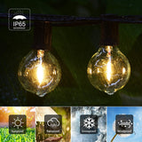 1 x RAW Customer Returns DeepDream Solar Fairy Lights Outdoor, 14M G40 Bulbs Fairy Lights Outdoor with 25 2 Bulbs, 4 Light Modes IP65 Waterproof Outdoor LED Fairy Lights for Garden Balcony Wedding Party, Warm White - RRP €43.1