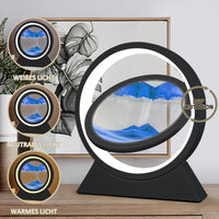 1 x RAW Customer Returns Ulikey Sand Pictures for Rotating, 3D Dynamic Sand Picture with LED Light, 10 Inch Moving Sand Art, Flowing Sand Art for Adults Children, Moving Sand Art Picture Landscape Black and Blue  - RRP €36.79