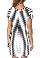 1 x RAW Customer Returns ANCAPELION women s short sleeve T-shirt dress, casual dress, A-line mini dress, short summer dress, loose tunic, round neck, long shirt, stripes, XXL - RRP €28.22