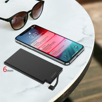 1 x RAW Customer Returns TNTOR 5000mAh Ultra Slim Power Bank with Built-in USB C Cable, 6mm Thick , Metal Shell, Portable Mini Power Bank for Samsung Galaxy Sony Huawei Xiaomi - Black - RRP €22.49