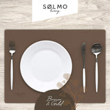 1 x RAW Customer Returns s lmo I Designer placemat made of PU leather, heat-resistant two-tone I Set of 4 wipeable placemats, leather placemats, placemats, leather placemats, children s placemats brown gold 43 30 cm  - RRP €25.99