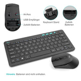 1 x RAW Customer Returns Rii Keyboard Mouse Set Wireless, 2.4G Wireless Compact Keyboard with Wireless Mouse for Laptop, PC and Smart TV, German QWERTZ Layout, Black - RRP €17.74