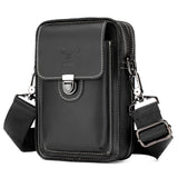 1 x RAW Customer Returns BAIGIO Mobile Phone Bag Leather Vintage Belt Bag Men s Hip Bag Small Shoulder Bag Crossbody Bag Retro Style Black  - RRP €30.99