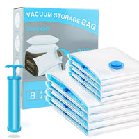 1 x RAW Customer Returns Vacuum Bags for Clothes Duvets, Pack of 8 Storage Bags Travel 4 Jumbo 100x80 4 Large 80x60 Vacuum Clothes Bags with Vacuum Cleaner Hand Pump Vacuum Bags for Clothing - RRP €16.13