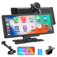 1 x RAW Customer Returns 9 Apple Carplay Wireless Car Radio, 4K Dashcam, 1080P Rear View Camera, Voice Control, Touchscreen, Android Auto, GPS Navigation, Bluetooth Radio, Mirror Link AUX FM with 64GB SD Card - RRP €21.6