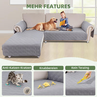 1 x RAW Customer Returns Lapalife 2 pieces L-shape waterproof sofa protector, sofa protection cover, slipcover, sofa throw, sofa cover, non-slip, reversible quilted, pet, pet cover, children, dogs, light gray - RRP €57.37