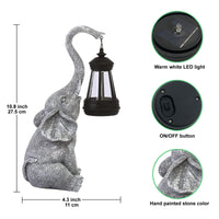 1 x RAW Customer Returns Yeomoo Elephant decoration with solar lantern garden figures - for outdoor garden decoration with weatherproof LED solar lamp for balcony garden, gifts for women men mom birthday gift gray - RRP €40.33